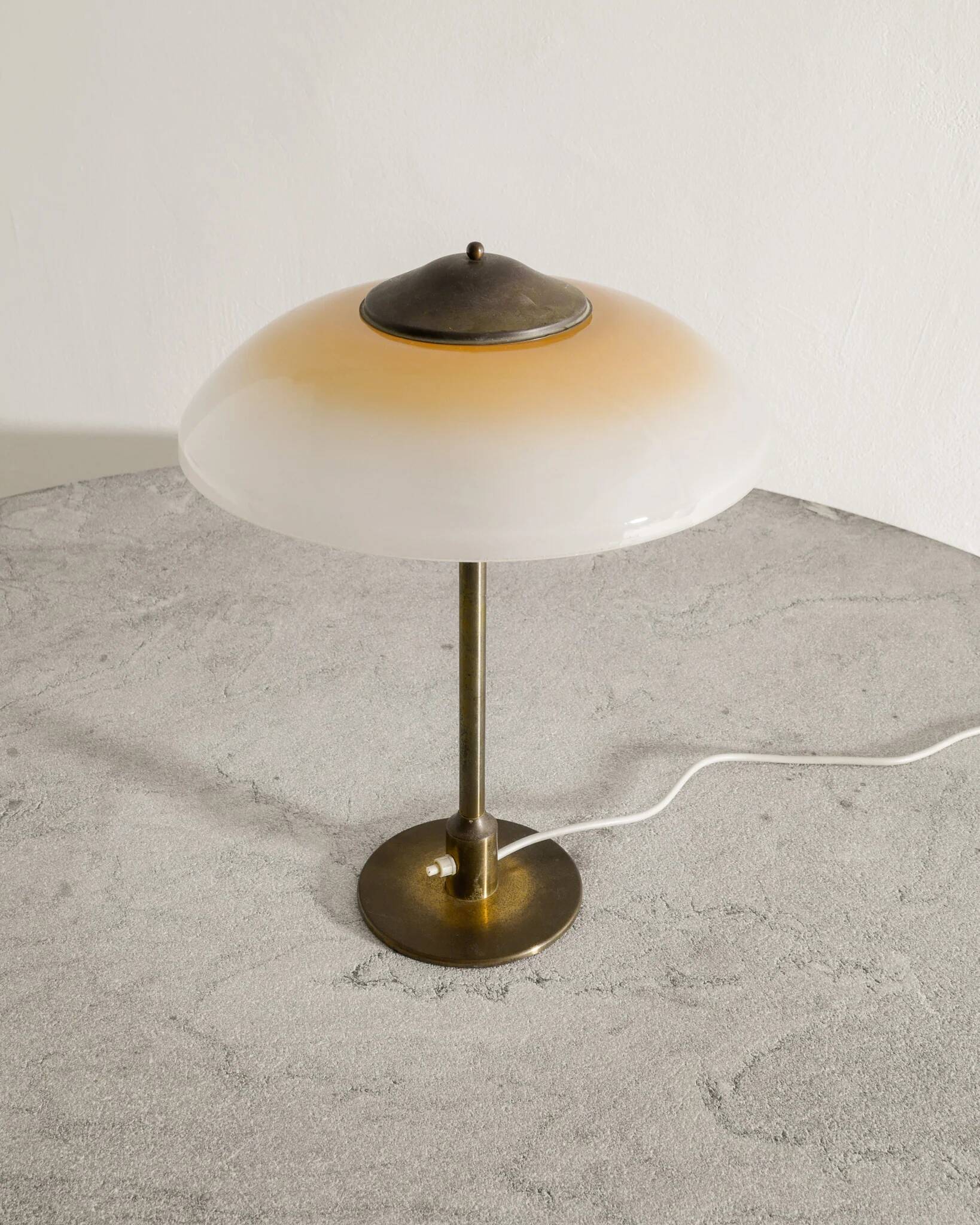 Danish Mid Century Brass Glass Desk Table Lamp Fog & Mørup, 1950s