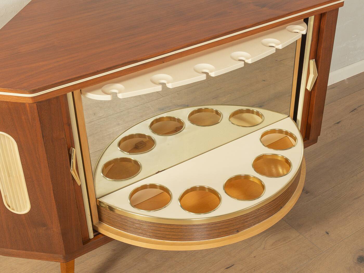 Corner cabinet from the 1950s with integrated bar compartment