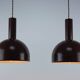 Set of 2 Mid-Century Modern Brown Metal Hanging Lamps