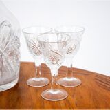 Crystal decanter with glasses, Poland, 1960s