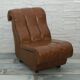 Mid-Century brown leather armchair, ribbed monobloc from the 1960s.