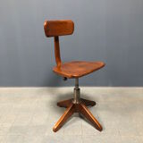 Brown beech wooden Albert Stoll atelier or desk chair from the 1920s