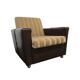 Fauteuil vintage en skaï brun / fauteuil club rétro sur roulettes