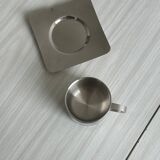set de 4 tasses à café inox empilables avec soucoupes
