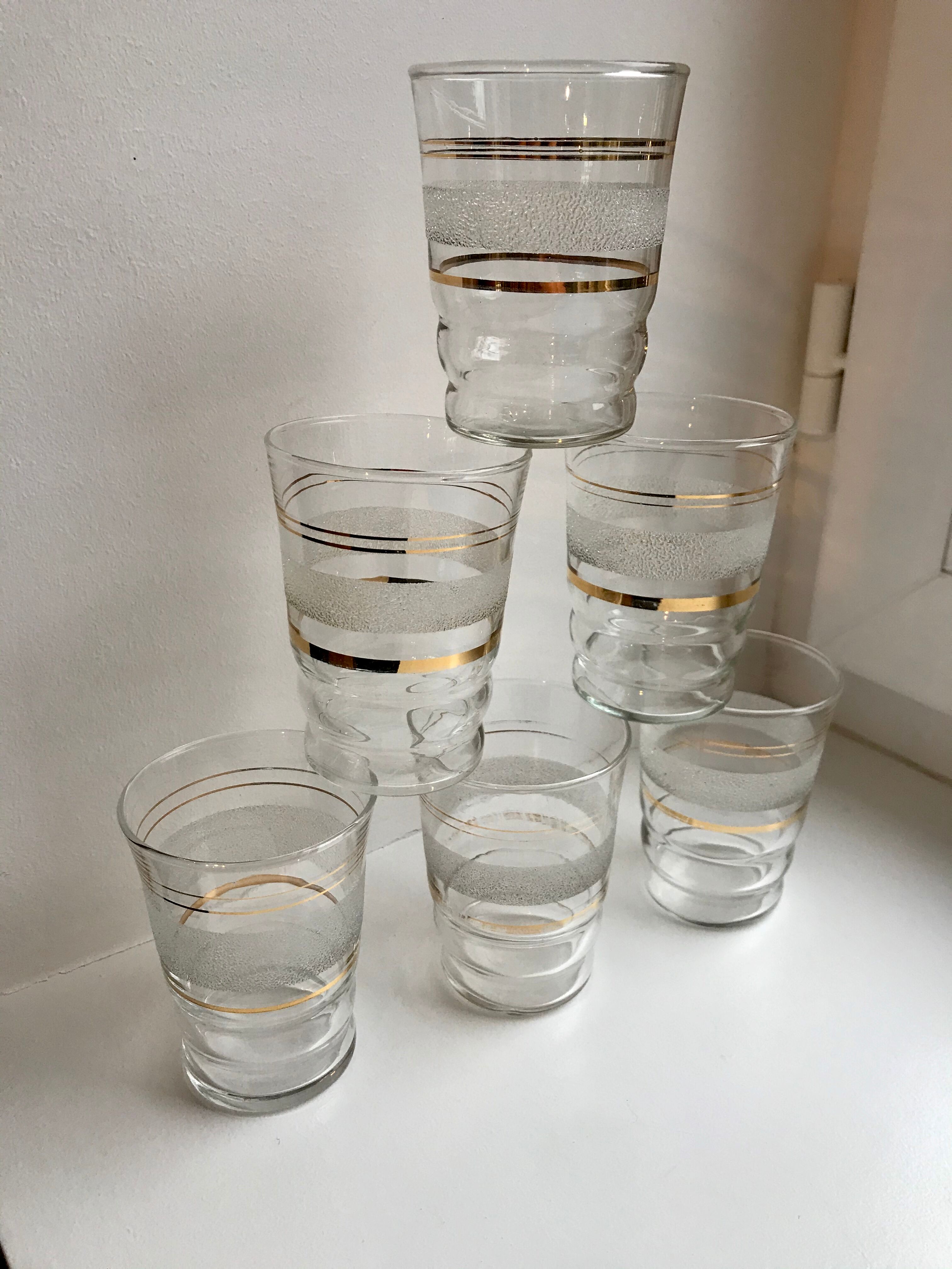 Set of 6 50s granite water glasses