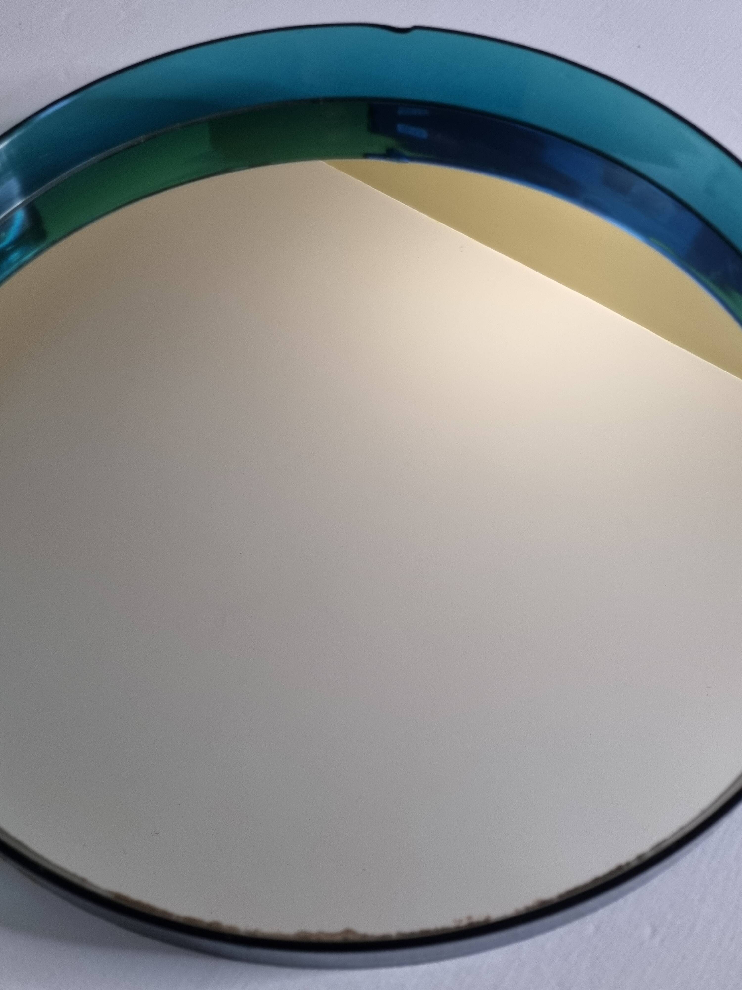 Syla 710 Blue Round Cap Mirror, 1970s, 47 cm