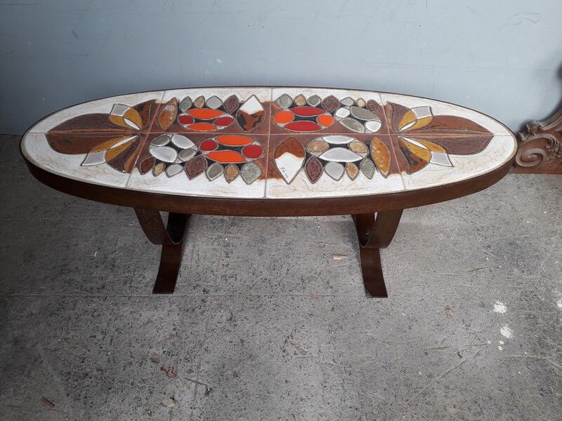 Ceramic coffee table period 1960 vintage / Corroyez