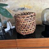 Large vintage Japanese old handmade wicker basket Ajiro weaving
