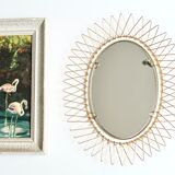 Oval golden metal sun mirror, 60s