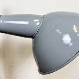 Industrial British Grey Enamel Factory Wall Lamp, 1960s