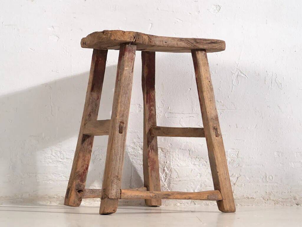 Antique stool in wabi-sabi style (c.1900) #9