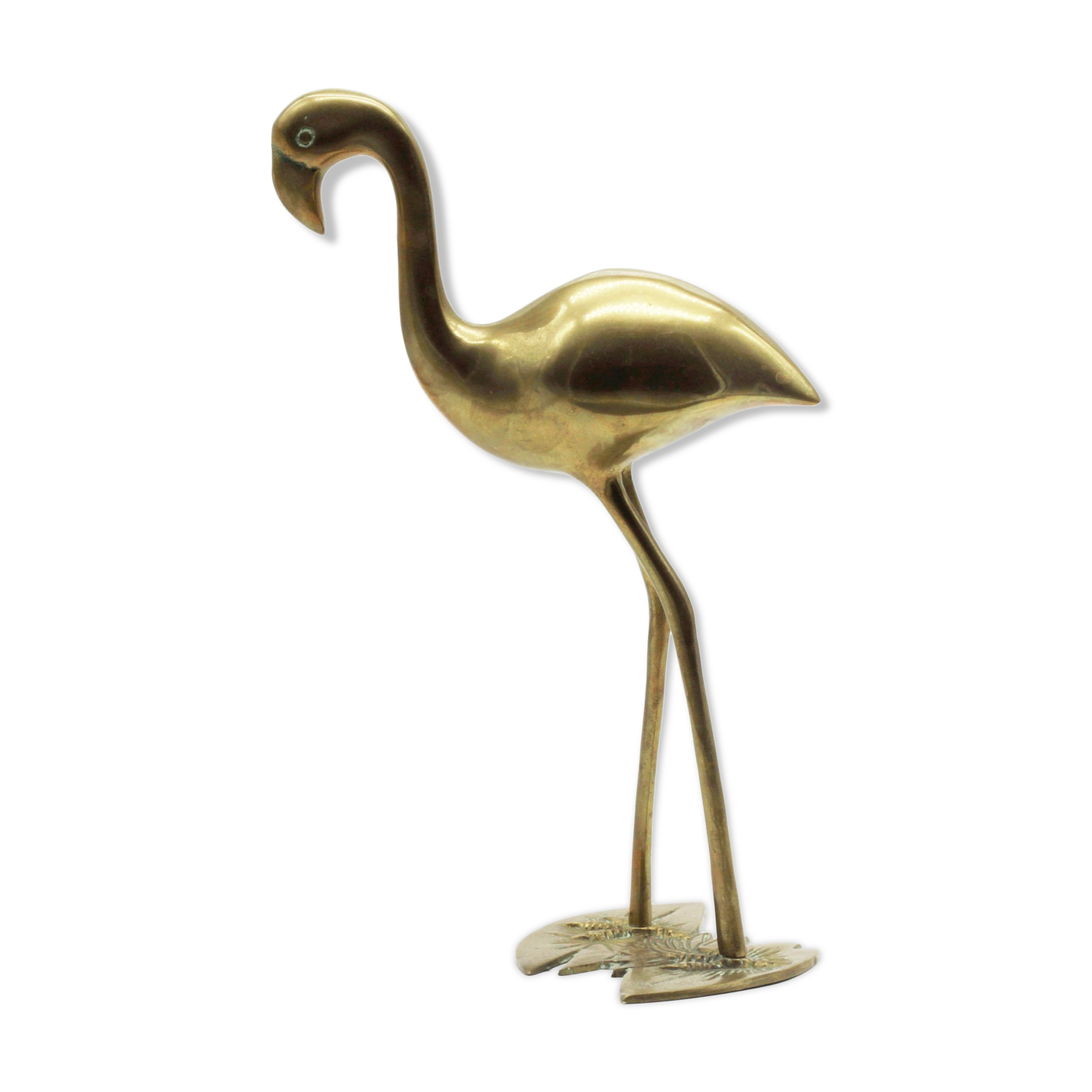 Brass heron statue