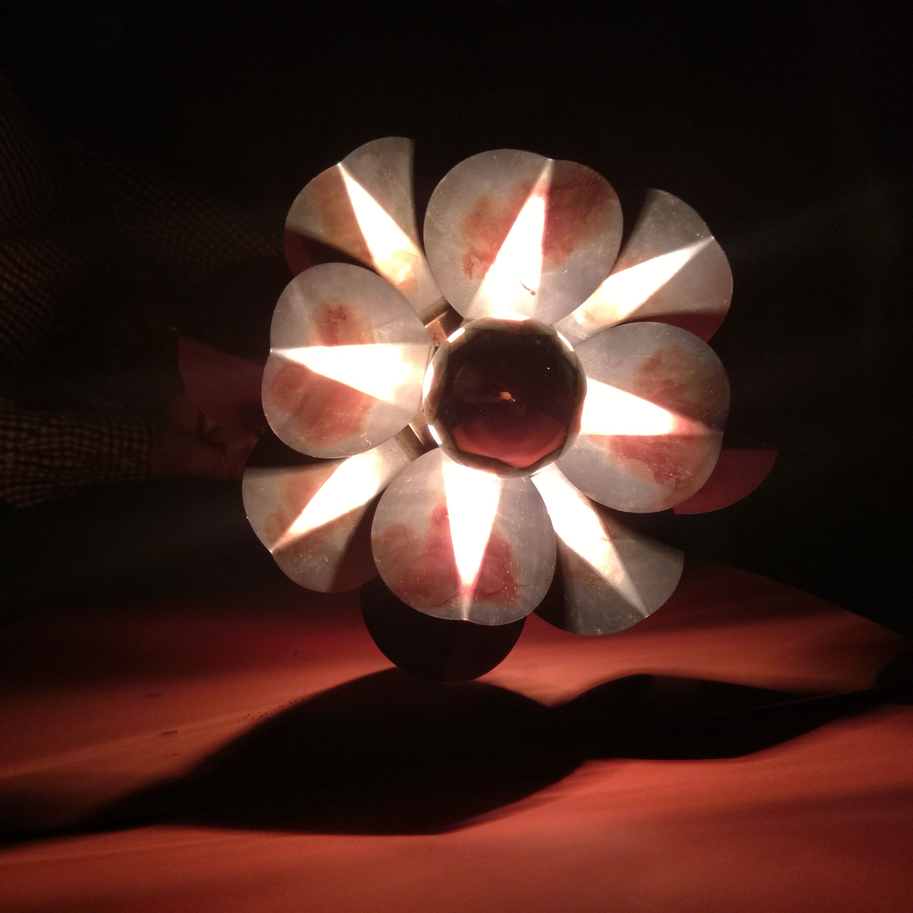 Stylized aluminum flower wall lamps from 1970