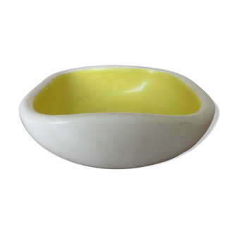 Vide poche keramos en céramique blanche et jaune années 50 60