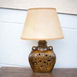 vintage enamelled terracotta lamp, table lamp, lampshade lamp, pottery, home decor, lamp