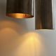 Pair of vintage brushed metal pendant lamps, France 1960