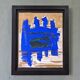 Mid-century modern "abstract in blue" swedish vintage abstract mixed media painting, framed