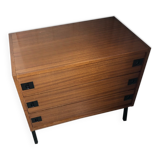 Commode 3 tiroirs teck René Jean Caillette