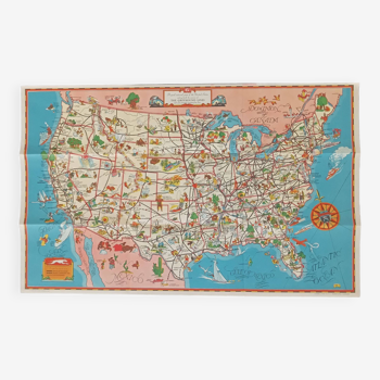 Superb vintage map / poster of the United States (USA)