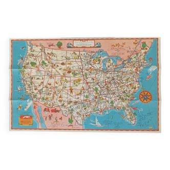 Superb vintage map / poster of the United States (USA)