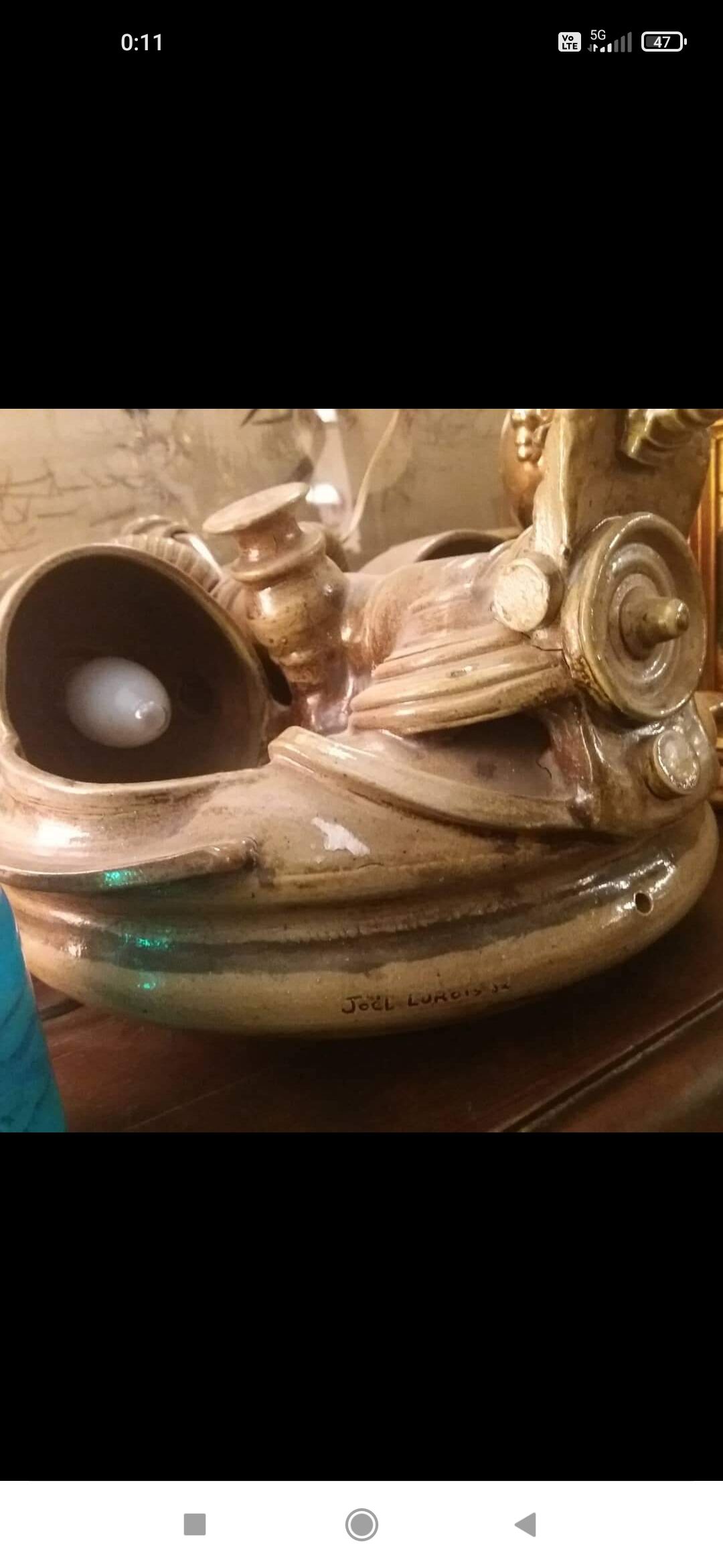 Wall sconce in glazed stoneware "alien head" by Joel Lurois in 1982