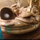 Wall sconce in glazed stoneware "alien head" by Joel Lurois in 1982