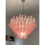 Contemporary White and Pink “Selle” Murano Glass Petali Chandelier