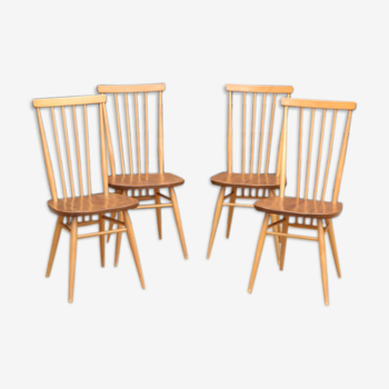 Suite of 4 beech chairs by Lucian Ercolani