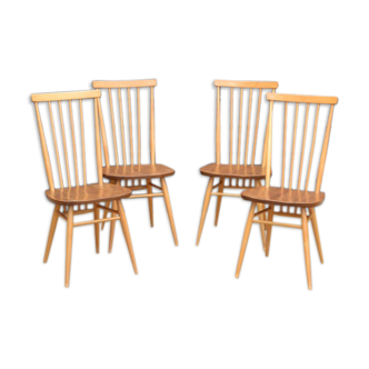 Suite of 4 beech chairs by Lucian Ercolani