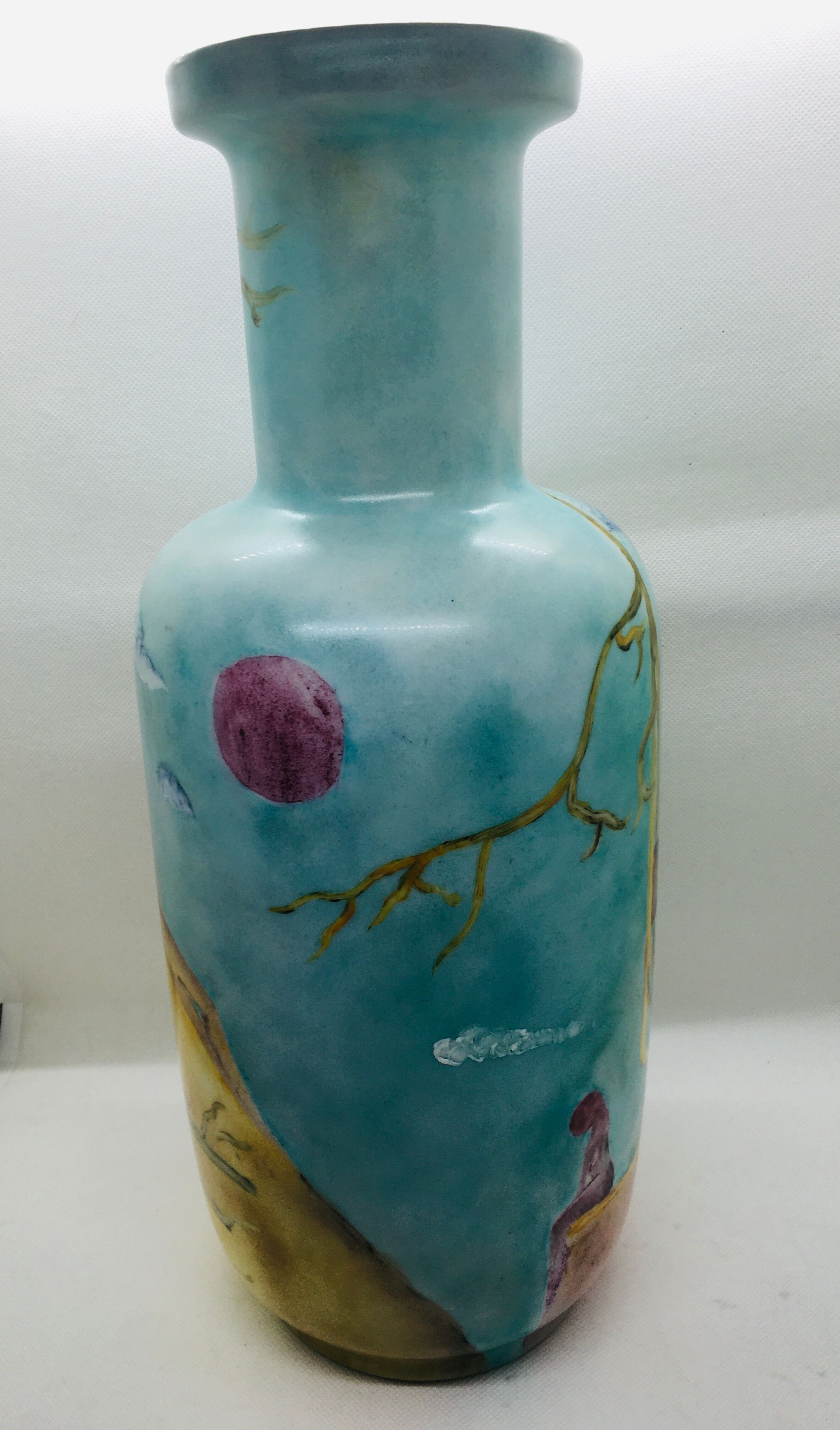 Painted opaline vase