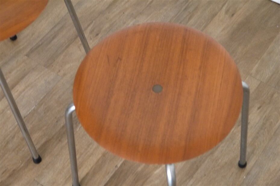 Pair of Danish teak and metal stools 1960
