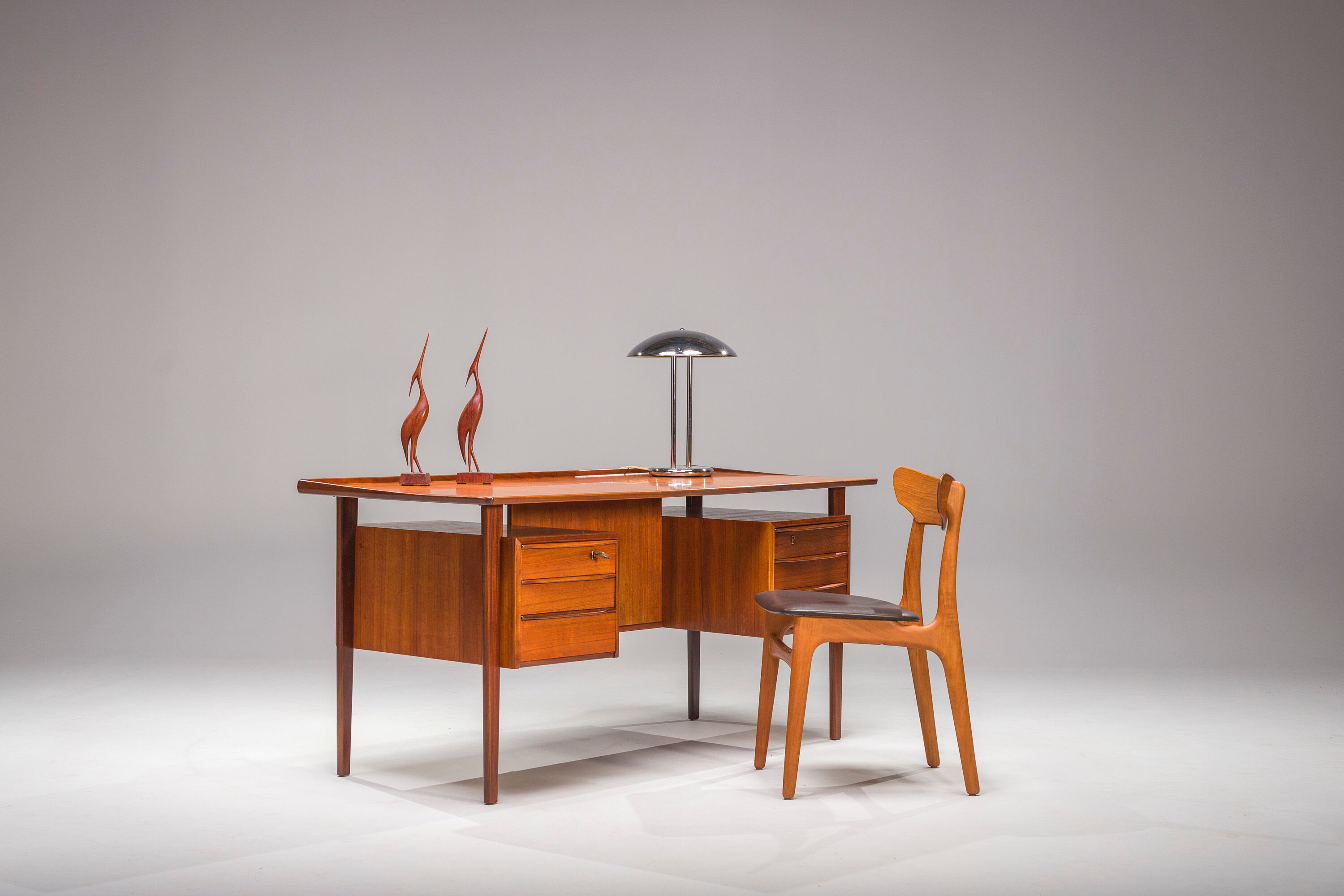 Danish teak desk by peter lovig nielsen for hedensted mobelfabrik, 1960