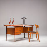 Danish teak desk by peter lovig nielsen for hedensted mobelfabrik, 1960