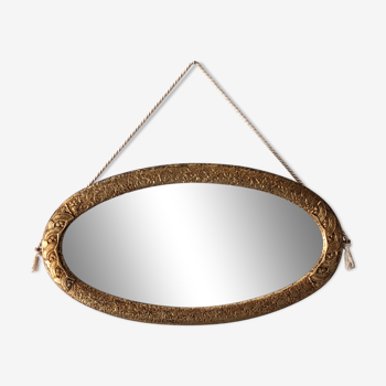 Miroir Art déco ovale en bois doré 70x38 cm