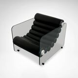 Hyaline leather and glass armchair by Fabio Lenci for Comfortline Italy 196.