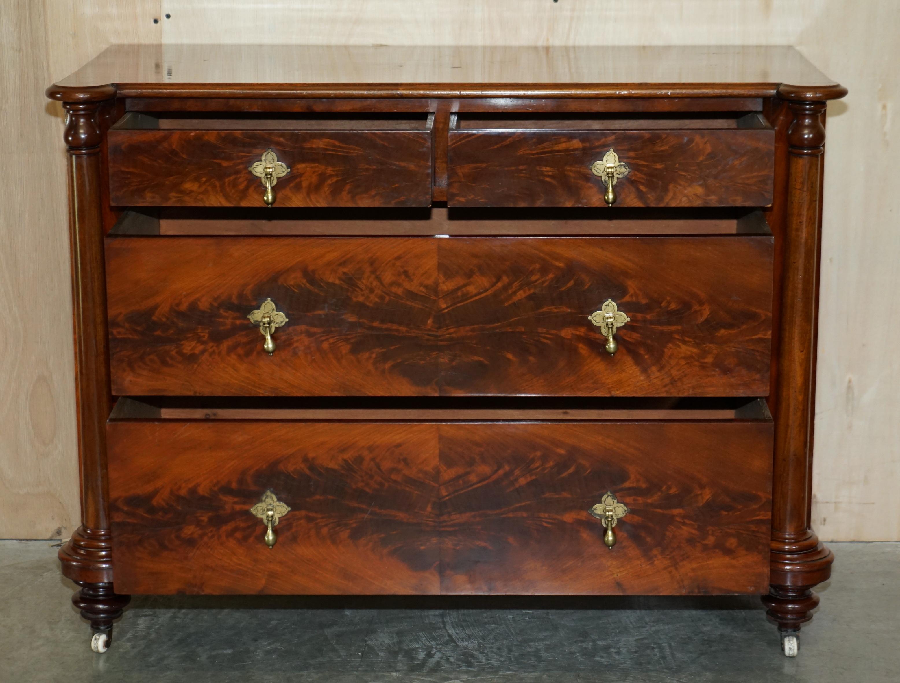 Victorian Flame Wood Commode with Porcelain Casters