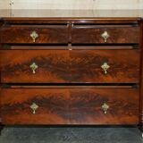 Victorian Flame Wood Commode with Porcelain Casters