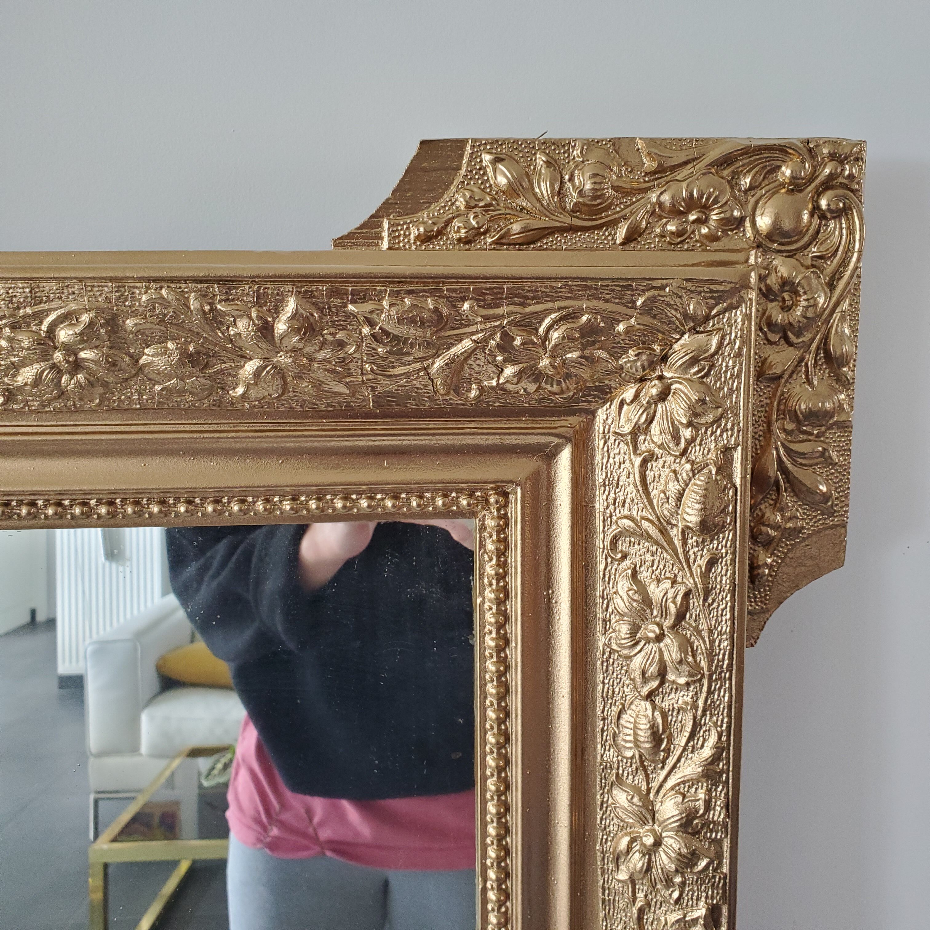 Antique mirror with gilded wood crests