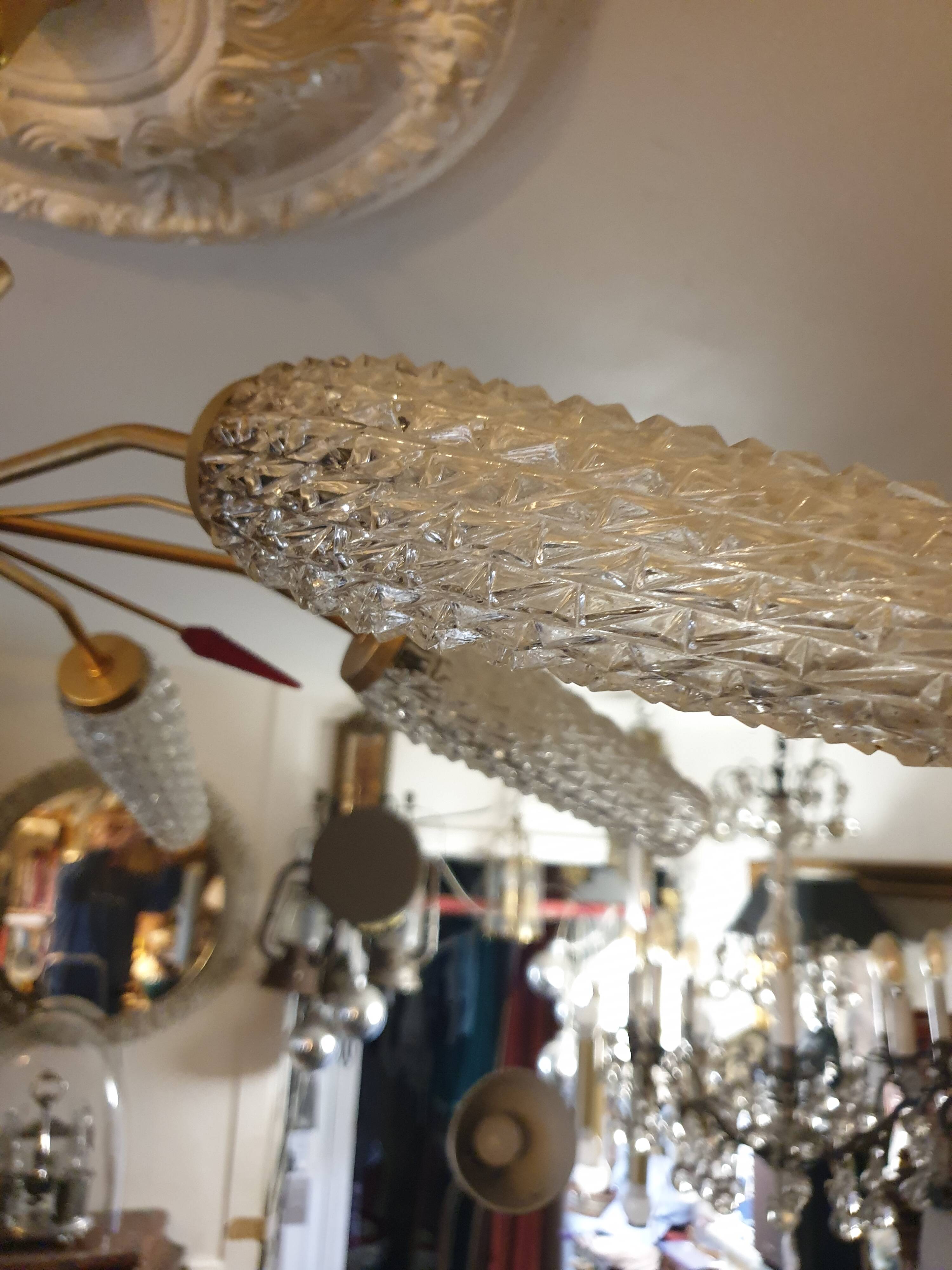 5-light brass chandelier 1950