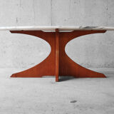 Coffee table wood & marble 60