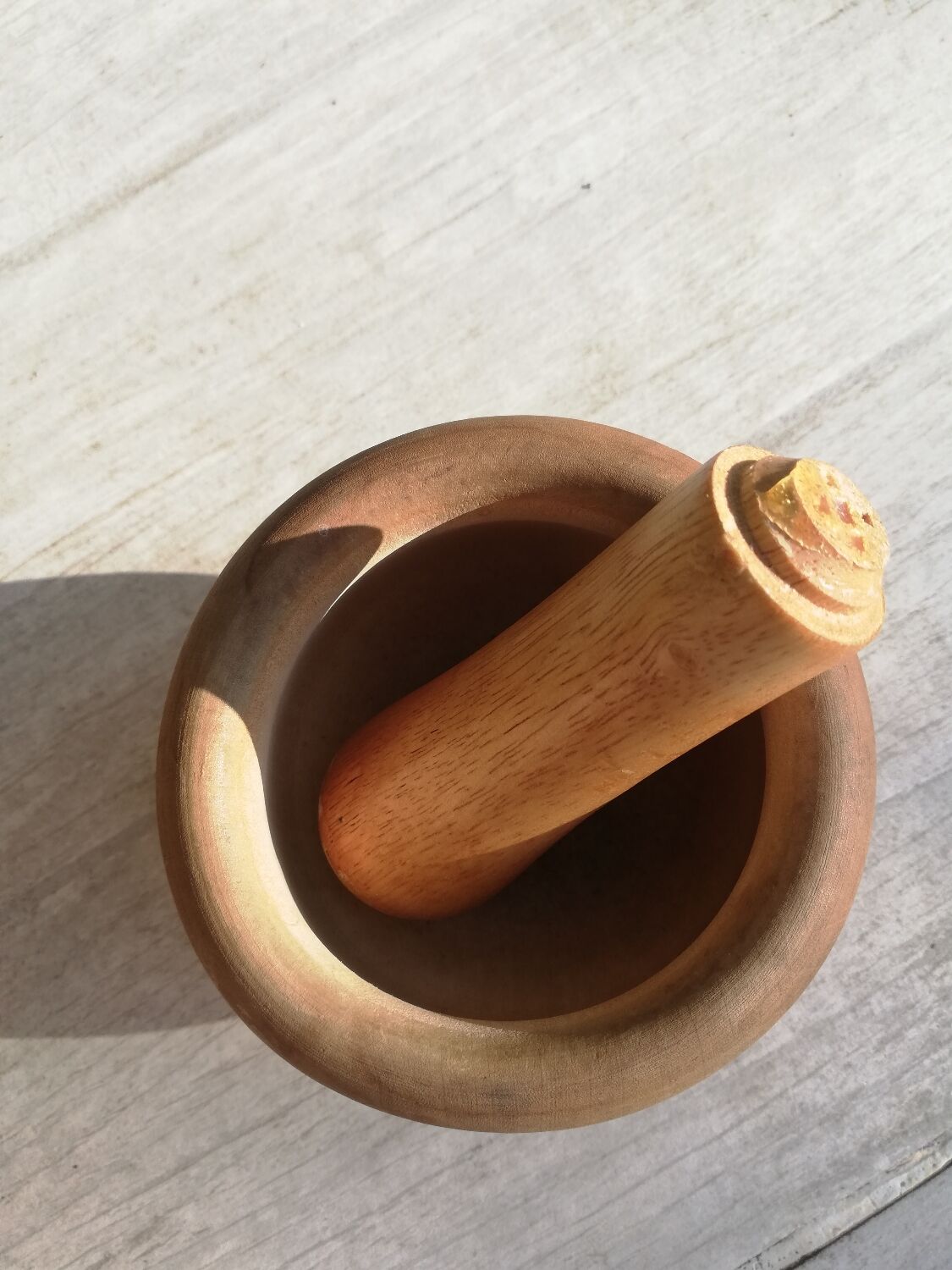 Wooden Mortar and Pestle Bowl