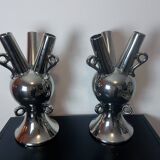2 Large Vintage Vases • Chrome Ceramic • XXL • 1990