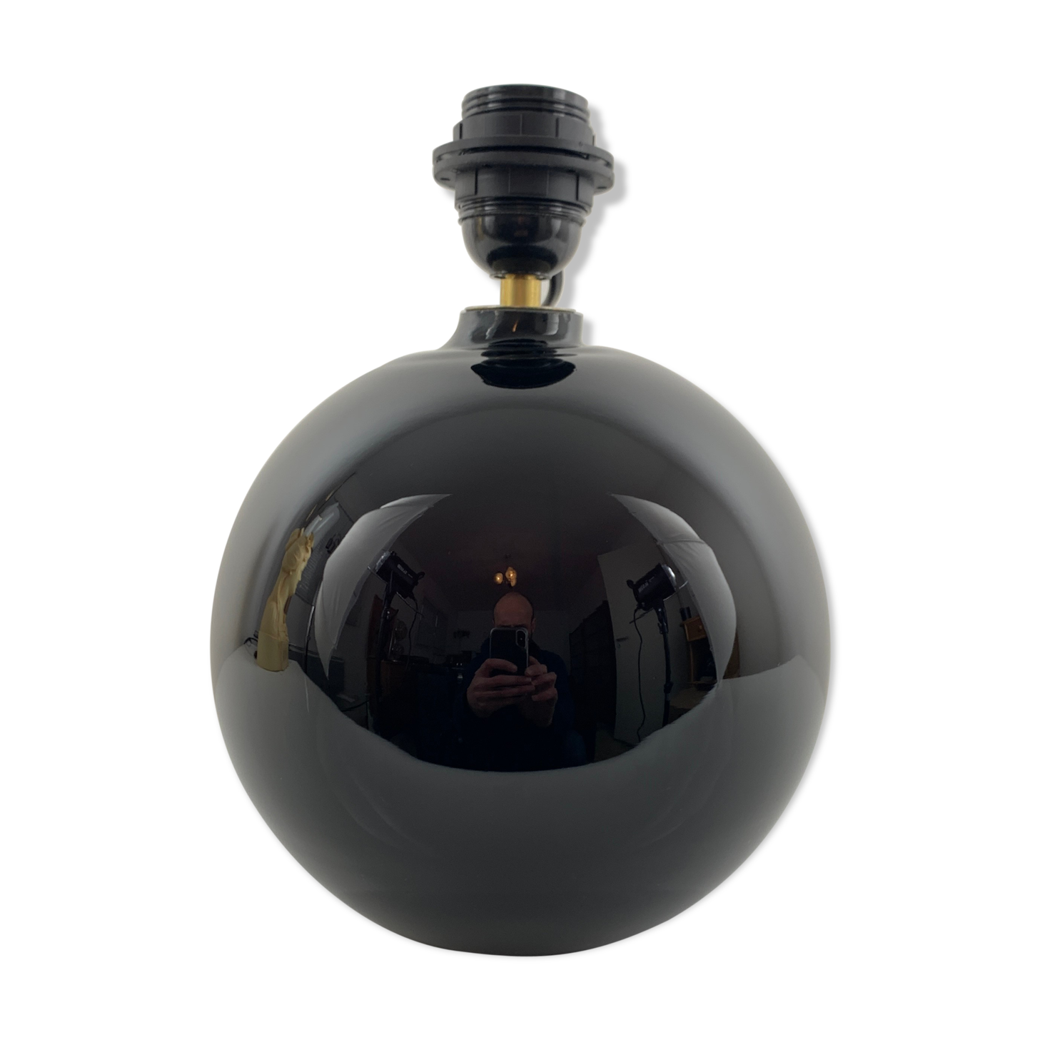 Black opaline ball lamp foot