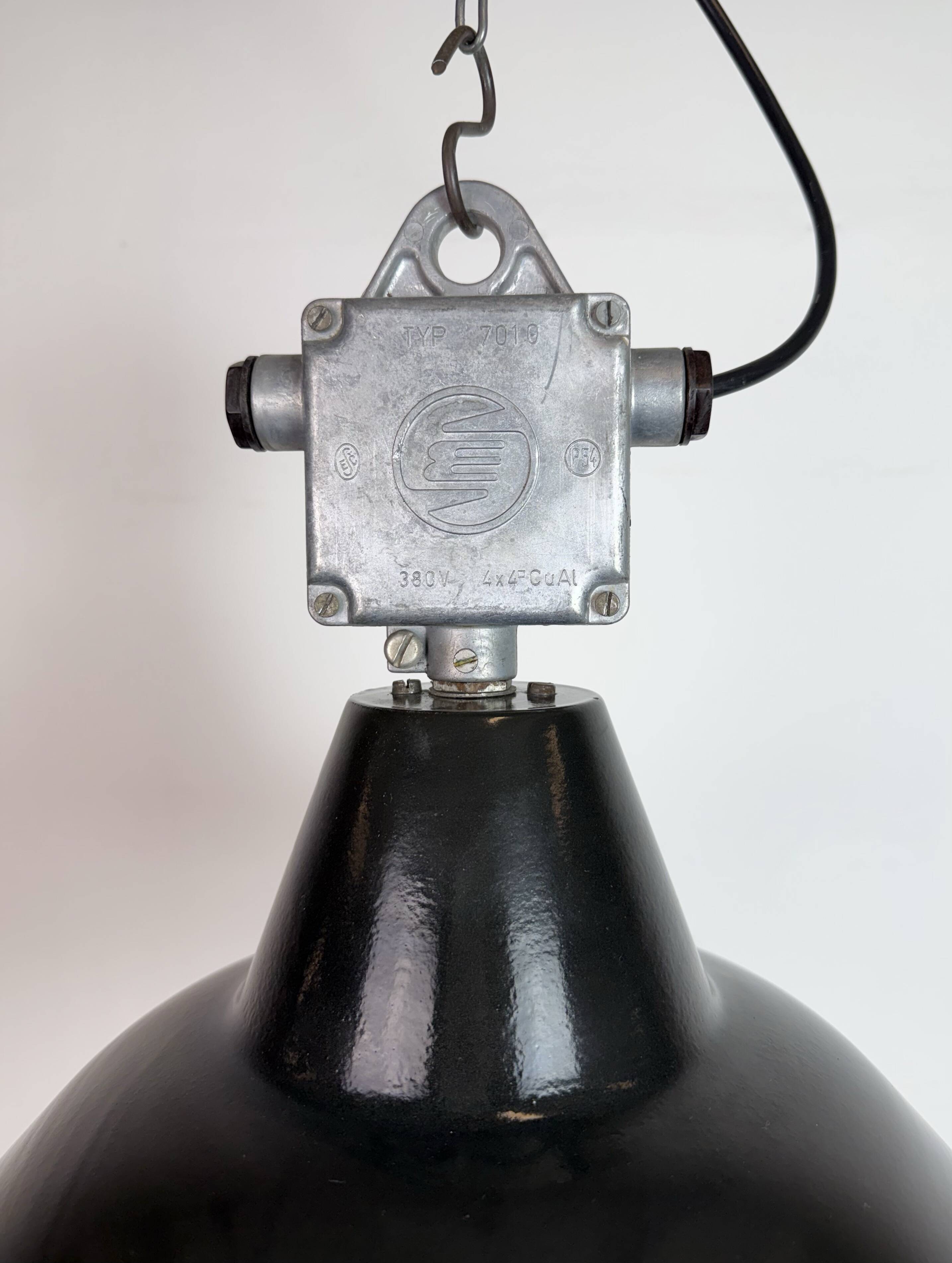 Industrial Black Enamel Pendant Lamp from Elektrosvit, 1960s