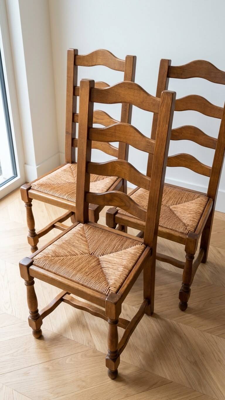 Set of 6 authentic natural oak chairs