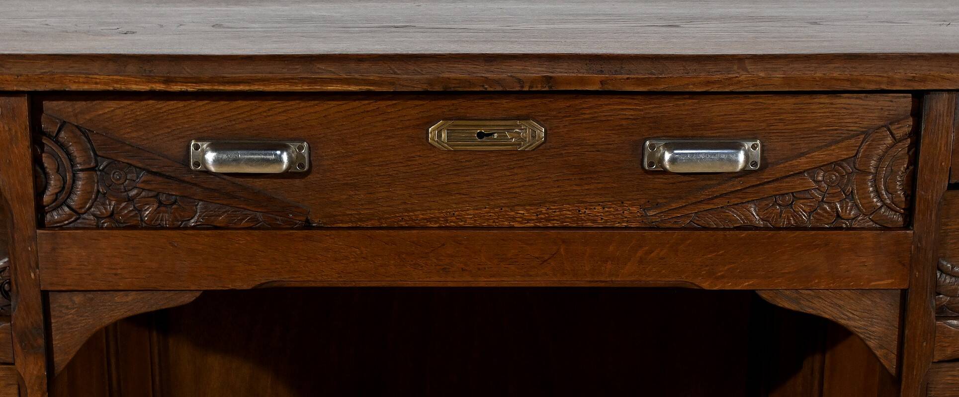 Art Deco Oak Pedestal Desk – 1940