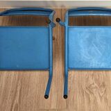 Pair of vintage blue metal school chairs – 1960s