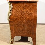 Tomb Commode in Violet Wood Marquetry, Transition Louis XIV / Louis XV style – 1st Par