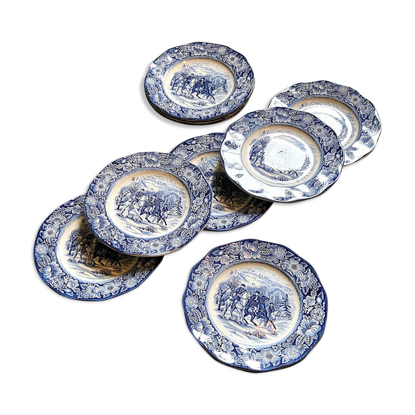 10 flat plates in English iron earth Liberty blue