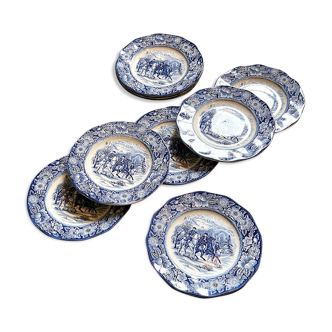 10 flat plates in English iron earth Liberty blue
